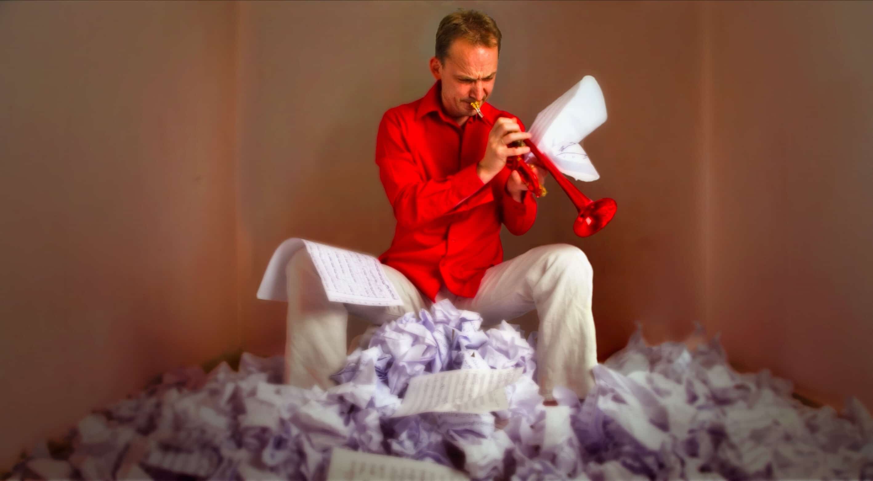 Trumpet player in performance