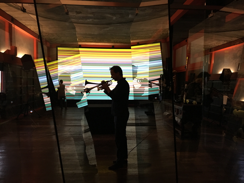 Trumpet setup on stage