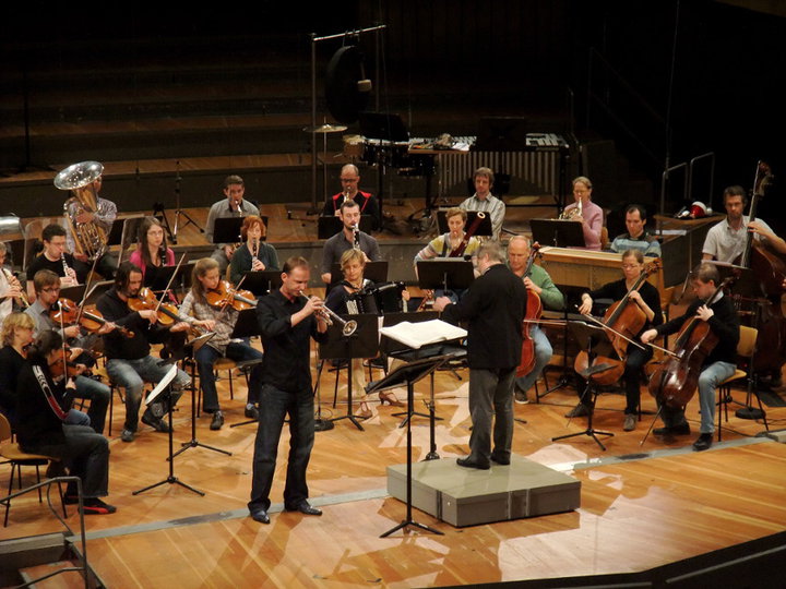 Trumpet player in performance